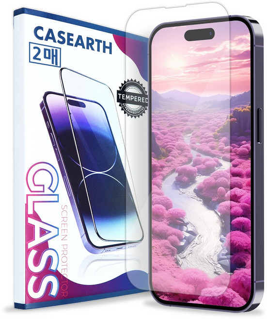 케이스어스 아이폰 2.5D 강화유리 액정보호필름 2매 세트, 1세트