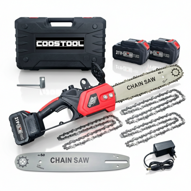 코스툴 30cm 충전식 무선 전기톱 체인톱 무선, 1개, 본품 + 배터리2개이상