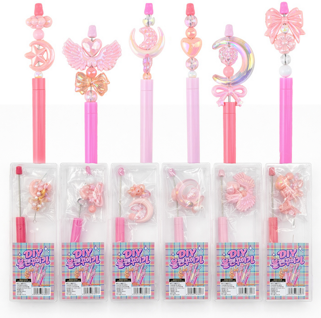 DIY 볼펜 꾸미기 키트 비즈 볼펜 만들기 세트 감성 취미 선물 볼꾸, 1세트, 혼합