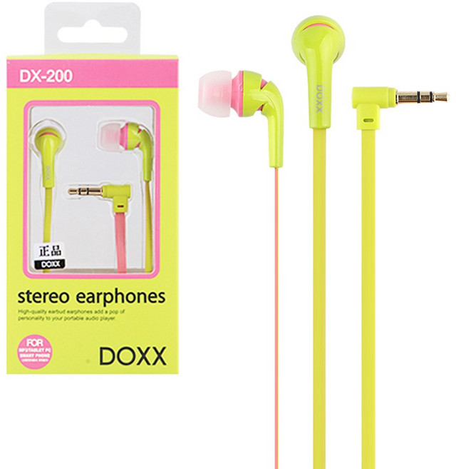 DOXX 3극 이어폰 투톤코드 DX-200, 라임옐로우