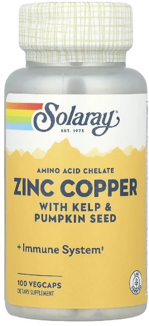 솔라레이 아연 징크 코퍼 Zinc Copper 켈프 호박씨 캡슐 100정, 솔라레이 Solaray, 징크 코퍼, 켈프 및 호박씨 - 쿠팡