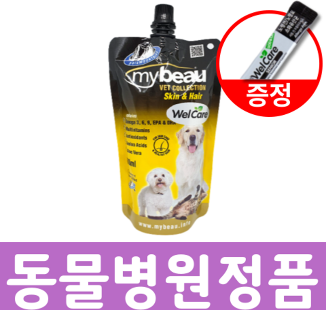 마이뷰 스킨 헤어 피모영양제 300ml + 유산균 셋트 [동물병원 정품], 1개, 피부/피모, 300g