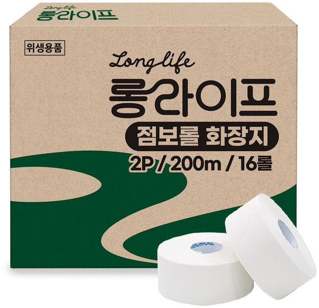 롱라이프 경제적 점보롤 화장지 업소용 대용량 공중화장실 펫 티슈 에어엠보싱, 200m, 1박스, 16개입