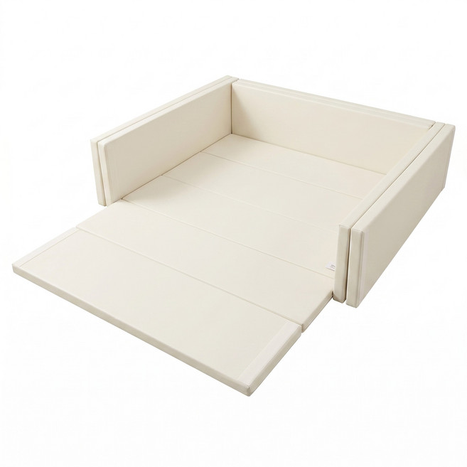 MH KIDS 百變兒童城堡地墊 150x150cm 奶油米色 安全多功能嬰兒遊戲墊, 奶油米