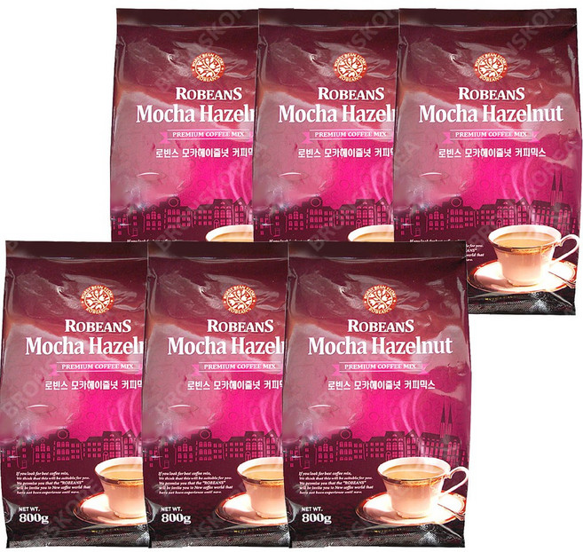 로빈스 모카 헤이즐넛 커피믹스, 1개입, 6개, 800g