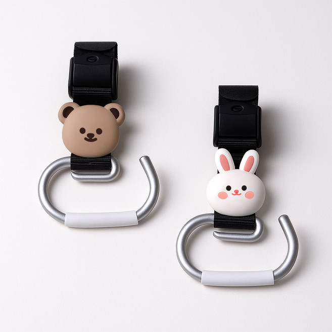 유모차 전동차 다용도 고리 걸이끈 아기카트 가방걸이 2개1세트, 1세트, 곰토리