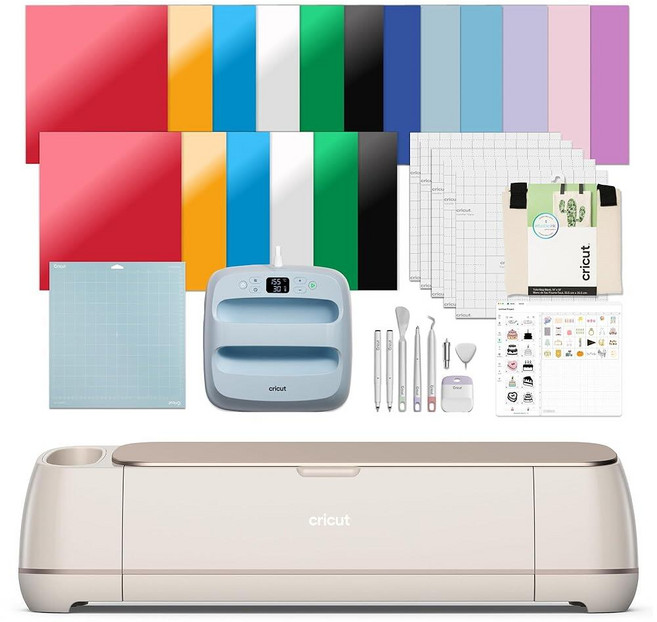 Cricut Maker 크리컷 메이커 4 - 스마트 커팅 머신 (조개껍질) | 약혼 플러스 번들 EasyPress 3 히트 프레스 (22.9 x 22.9cm(9 9인치)) +, 인게이지먼트 플러스 번들