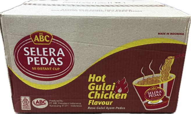 인도네시아 ABC 라사 굴라이 아얌 쁘다스 핫치킨 컵라면 60g, 24개