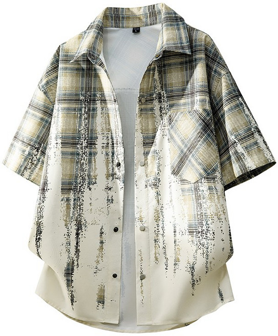 2026年夏季日系復古短袖牛仔襯衫男休閒古巴領抗皺涼感襯衣外套