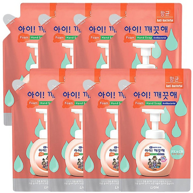 아이깨끗해 핸드워시 복숭아 리필200ml x8개/손세정제, 8개, 200ml