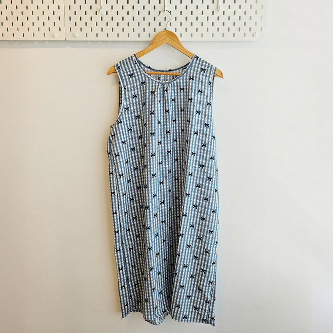 엘라운지 썸머 포인트 체크 리본 원피스 파자마