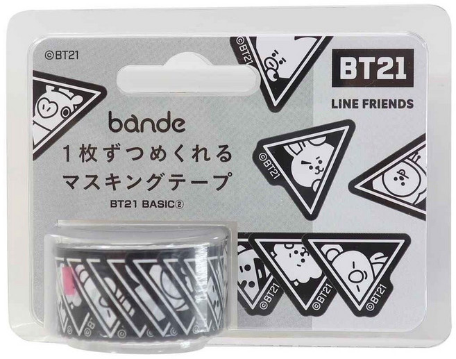 莫莫日貨 Bande 自由配 BT21 防彈少年團限定款和紙膠帶 - 黑白三角 日本進口手帳裝飾DIY必備, 1個