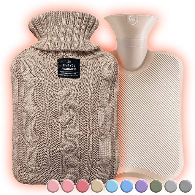 아뜰라임 오래가는 보온 물주머니 핫팩 + 찜질팩 커버 세트 1L 2L, 크림베이지 2L, 1개