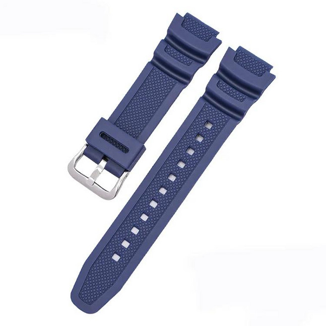 AE1200 1300 1000 219 교체 실리콘 고무 시계 밴드 남성용 손목 팔찌 액세서리 스트랩 18mm, Navy Blue S