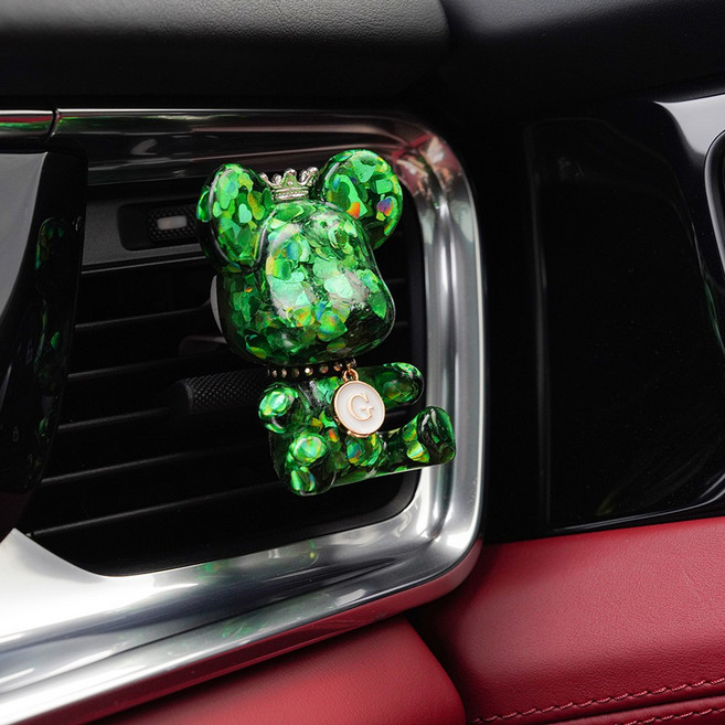 제나센트 샤인 베어 베어브릭 차량 자동차 송풍구 아로마 차 방향제 디퓨저, 1개, 그린, 미스틱 그린솝
