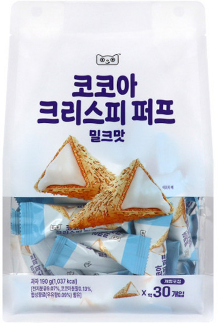 코코아 크리스피 퍼프 밀크맛 과자, 2개, 190g
