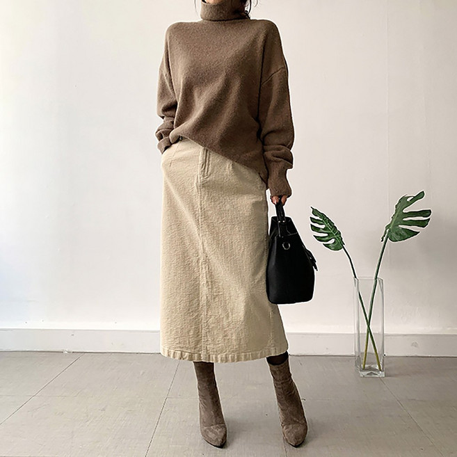 네모엔룩 여성용 코듀로이밴딩 스커트