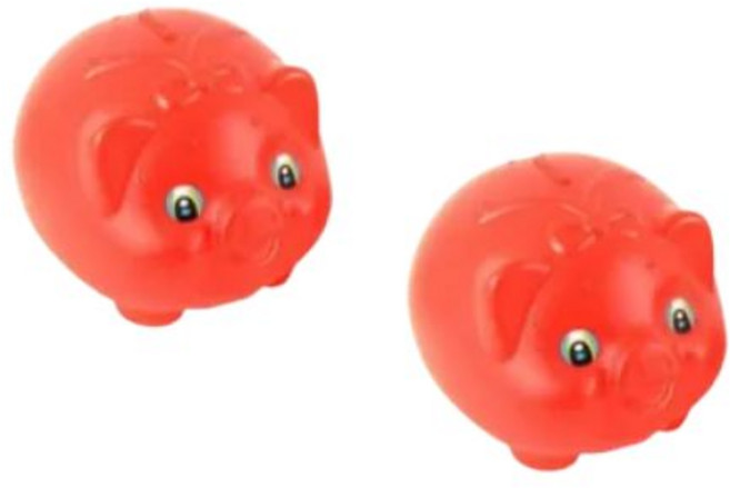 1+1 돼지저금통 국내제작 빨간 복 돼지 중형, 2개, r빨간 복 돼지 중형