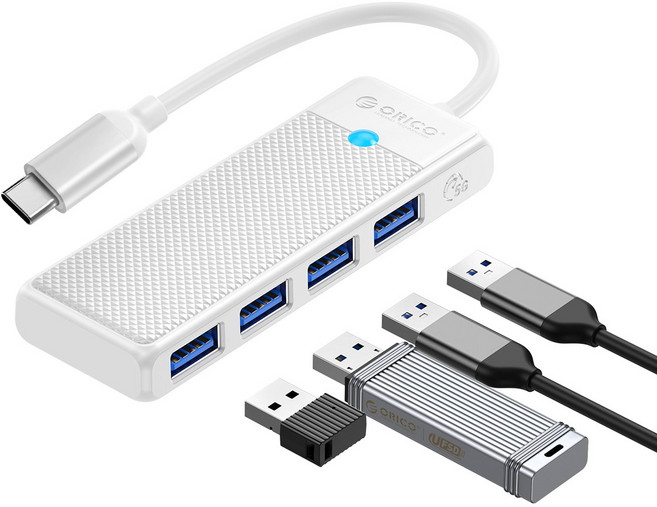 오리코 C타입 4in1 USB 3.0 허브 PAPW4A-C3, 화이트, 15cm, 1개