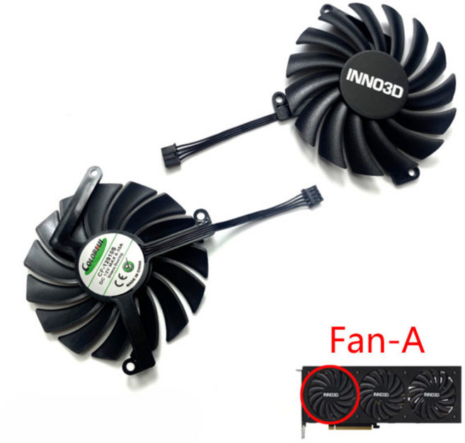 호환 4PIN CF-12910S RTX 3070 TI X3 GPU 팬 INN03D GeForce 3080 OC 그래픽 카드 냉각 팬용, 02 Fan-A, 한개옵션1