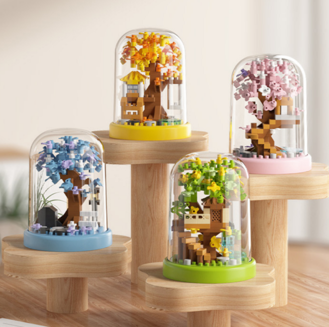 [나노킹-호환블럭] 유리관 나무 4계절 시리즈 나노블럭 DN028, 4개, 세트