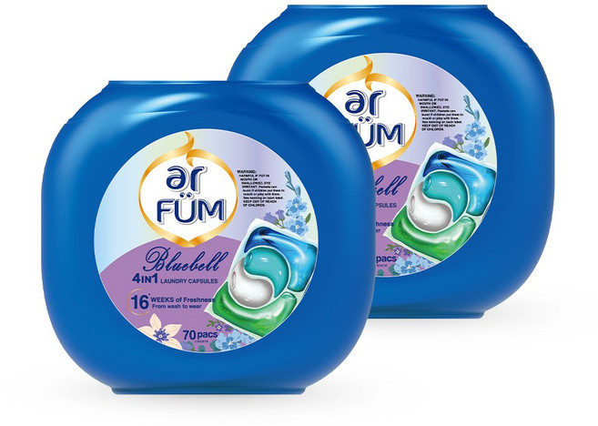 아로퓸 4in1 콤팩트 캡슐세탁세제 블루벨 70개입, 2개