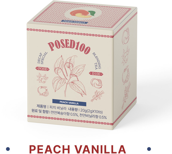 [블랙프라이데이] 포즈드백 디카페인 피치바닐라 티, 1개, 2g, 10개입