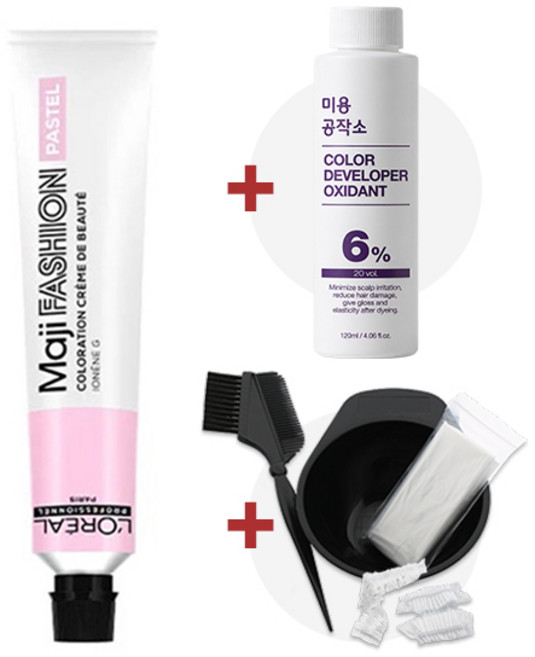 (산화제+시술도구)로레알 마지패션 파스텔 50ml, 6.08 베이스 브라운, 1개