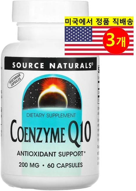 Source Naturals 소스 내추럴스 코엔자임 큐텐 100mg CCoenzyme Q10, 3개, 60정 - 쿠팡