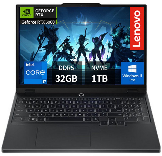 레노버 LEGION 5 15IRX10 Intel i7 13650HX RTX5060 SE 가성비 게이밍노트북 윈도우 포함, WIN11 Pro, 32GB, 1TB, 블랙