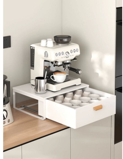 서랍형 커피머신 받침대 선반 보관함 캡슐 정리함, 30cm 길이 건메탈 그레이 서랍 포함