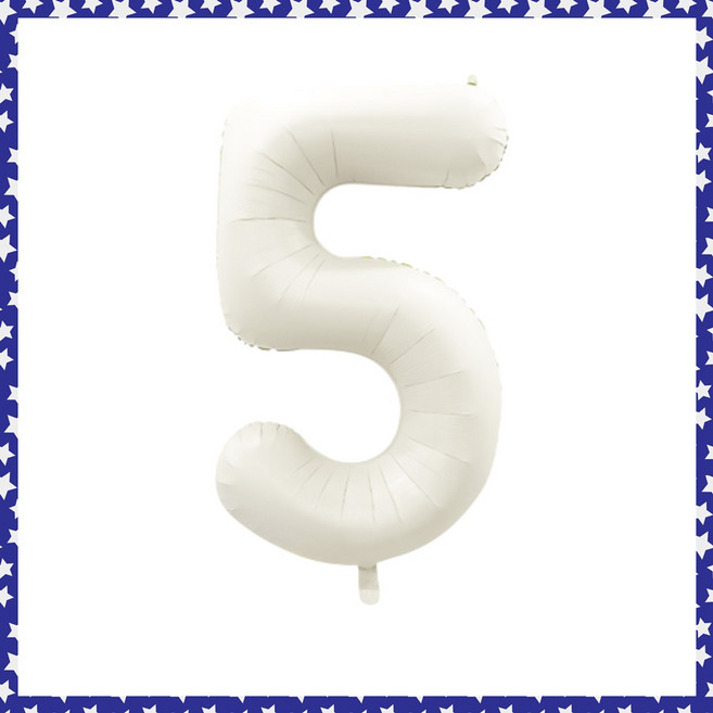 파티브로 32인치(=70cm) 파스텔 숫자풍선 생일 기념일 포토존 꾸미기, 숫자5, 1개, 크림화이트