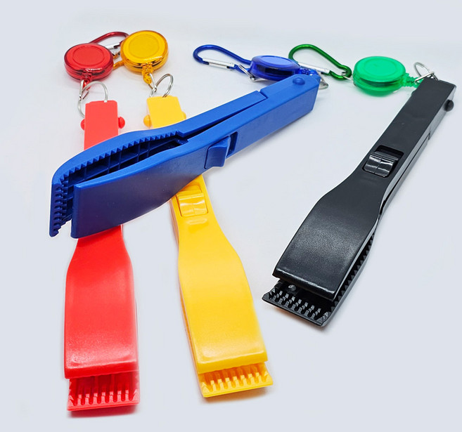 [희모리]낚시 악어이빨 물고기집게 고기집게 카라비너 핀온릴 세트, 물고기집게_빨강(핀온릴+비너포함), 1개