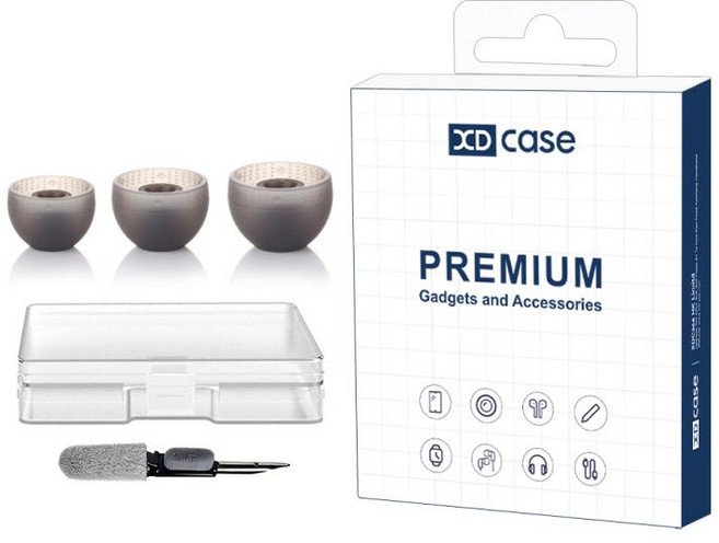 XDcase Sony WF-1000XM6 / XM5 / XM4용 교체용 실리콘 이어팁 키트 (6쌍), 1박스, 투명한 검정색