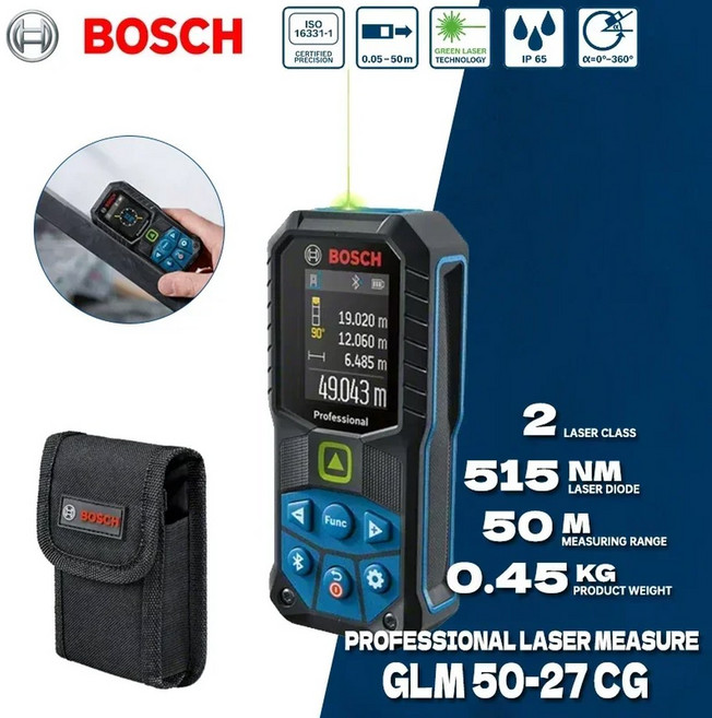 BOSCH GLM 50-27 CG 레이저 거리 측정기 고정밀 경량 현대 스크린 측정 거리 측정기 레이저 측정 GLM50-27CG, China Mainland