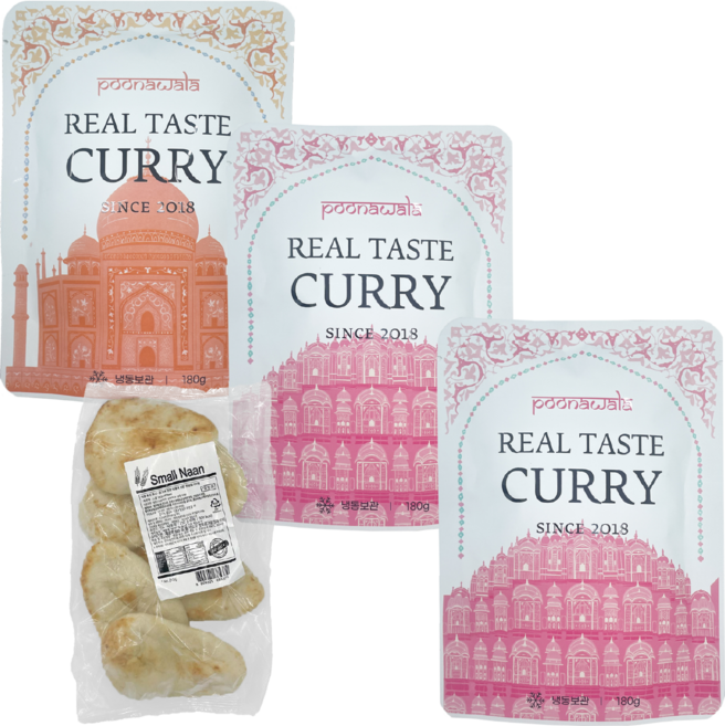 [이벤트 3+1]인도 정통 카레 덮밥소스 미니 180g 치킨 새우 커리 3개+선인난1팩 푸나왈라, 프라운마살라2+프라운마크니1+난증정, 3개