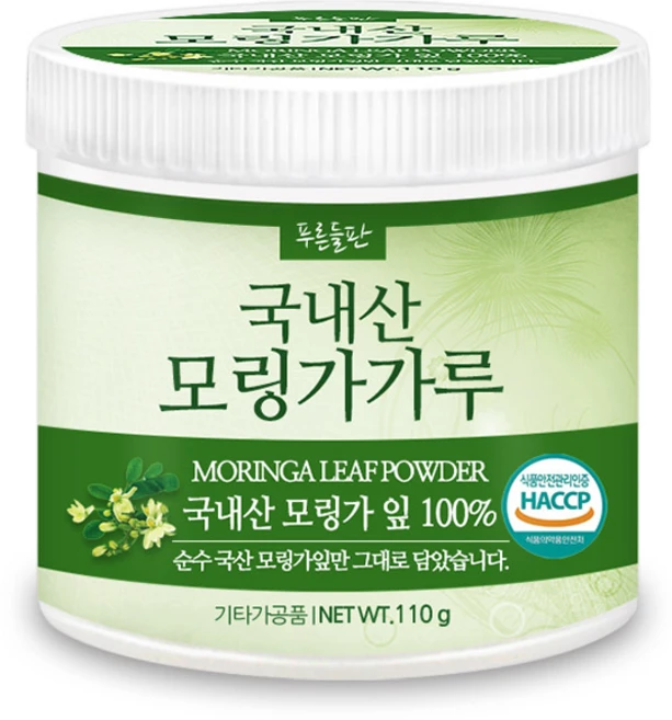 푸른들판 국산 순수 모링가 잎 분말 가루 100% 국내산 건잎 차 파우더 HACCP 인증, 110g, 1개 - 쿠팡