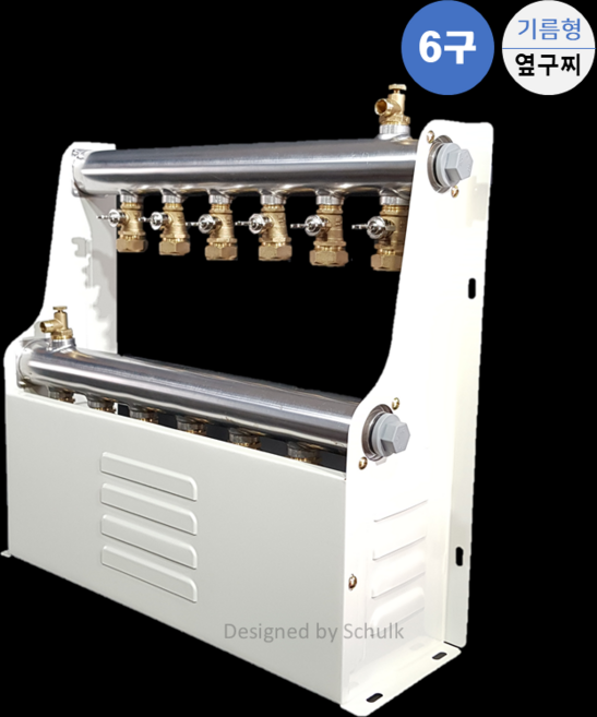 [완카바] 스텐 온수분배기 6구 나비핸들 기름형 (옆구찌 20A / 25A 선택), 1개