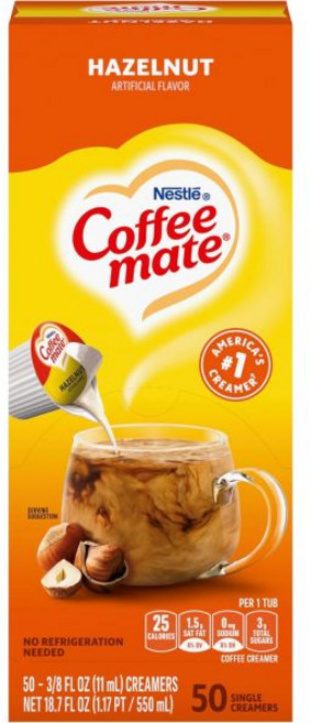 네슬레 커피메이트 무설탕 액상 크리머 헤이즐넛 싱글 50개입