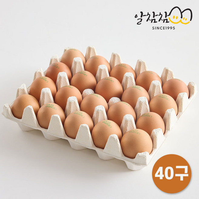 알참참 무항생제 난각번호1번 유정란 자연방사, 2개, 20구