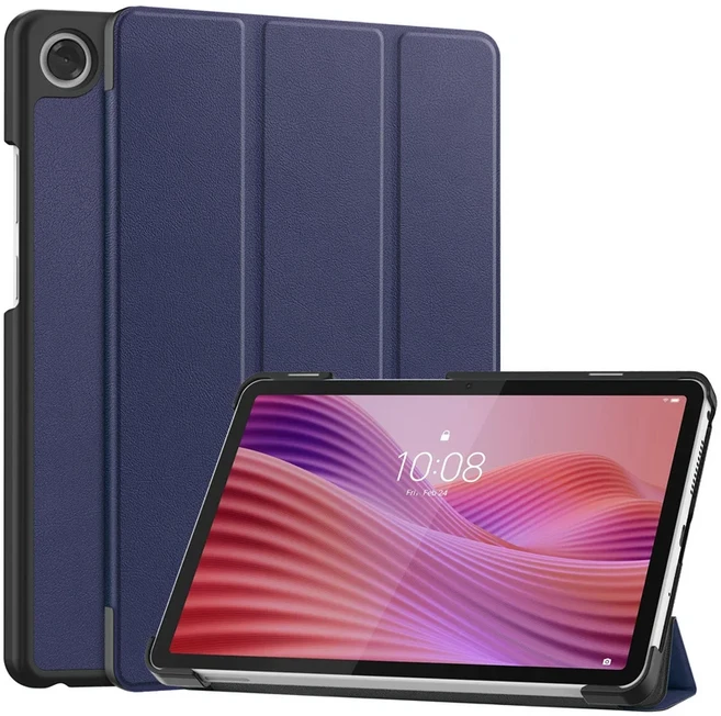 Lenovo Tab One 케이스 용 8.7 인치 삼중 접이식 PU 가죽 스탠드 K9 2025 Cover Funda 스마트 태블릿, 02 Dark Blue