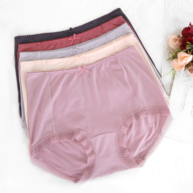 와이앤코 여성 모달 맥시 드로즈 5입세트 세미 사각팬티 빅사이즈 레이스 밑단 584