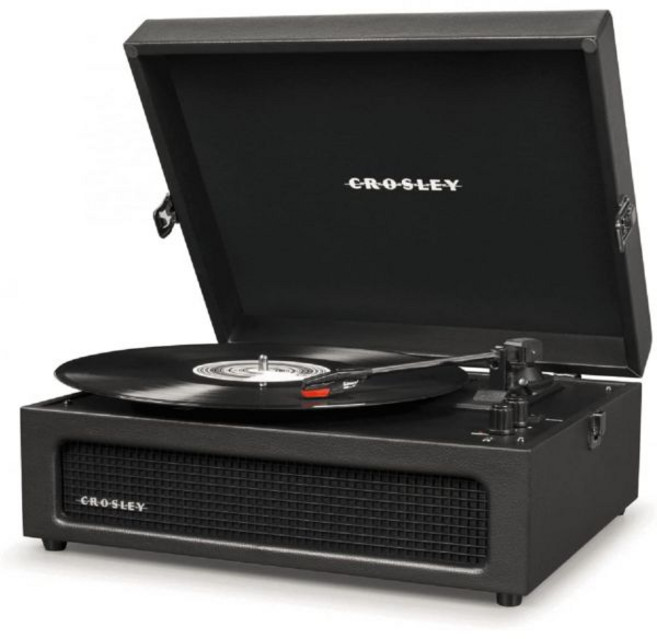 Crosley 크로슬리 CR8017B-FL 보이저 빈티지 포터블 바이닐 레코드 플레이어 턴테이블 블루투스 인아웃 내장 스피커 플로럴, Bluetooth In_Black