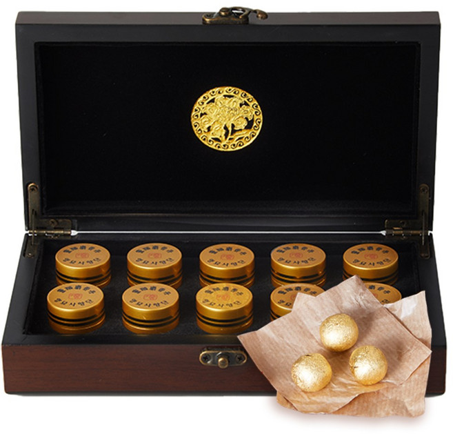 진초영묘사향단100% 영묘사향 120mg 천연원물진품 1박스 오리지널 금박10환 공진단상자, 진초영묘사향 영묘사향단100mg, 1개