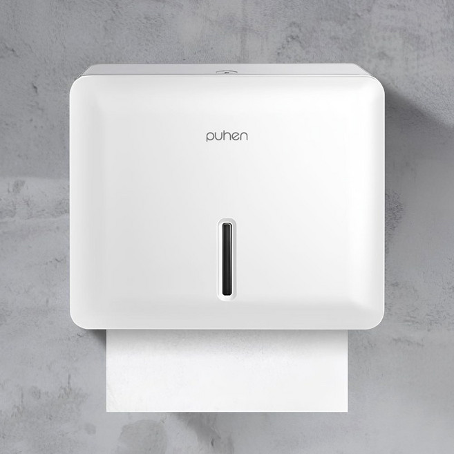 퓨핸 핸드타올 디스펜서 페이퍼타올 케이스 무타공 휴지 걸이, 크림화이트, 1개