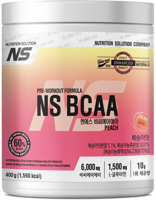 NS BCAA 복숭아맛 아미노산 보충제, 1개, 400g
