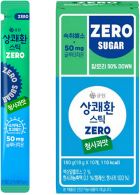 [큐원] 상쾌환스틱 사과맛 18g 10개입 숙취해소 회식 모임 술먹기 전 후, 10개
