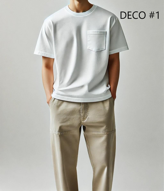 DECO 비침 없는 기능성 특양면 포켓 반팔 1 자체 제작 옆 트임 오버핏 10수 두께