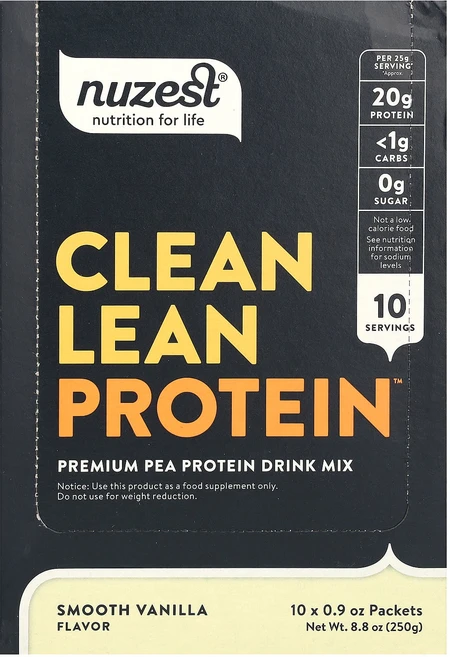 행복하고 건강하게 Nuzest Clean Lean Protein 스무스 바닐라 10팩 팩당 25g(0.9oz) 백년회로하세요, NuzestCleanLeanProtein스무스바닐라10, 250g - 쿠팡