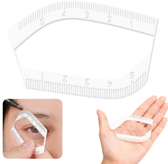루베이 눈썹 보조 도구 피부 밀착 눈썹 모양 디자인 정확한 눈금 데일리/메이크업도구/분장사, 1개, 투명색 B